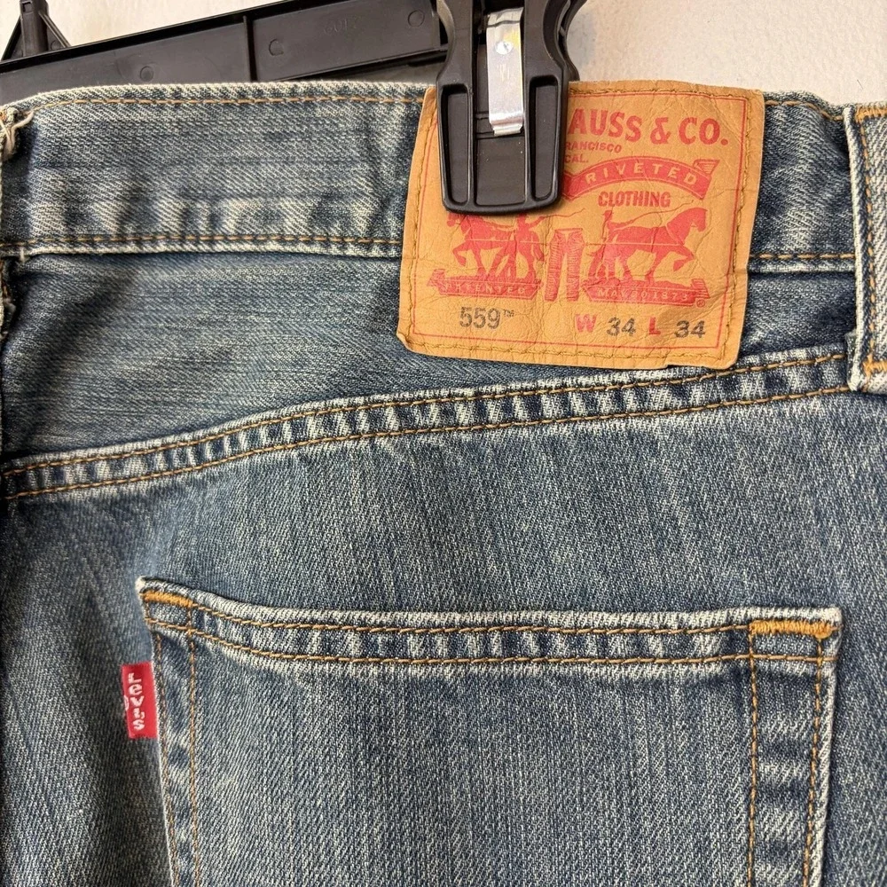 Levis 559‎ Jeans Mens 34x34 Blue Relaxed Straight Leg Denim Medium Wash Casual